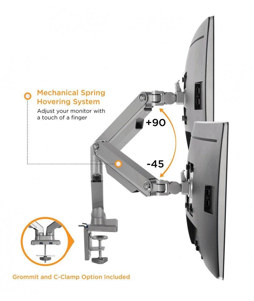 Dual Mechanical Spring Monitor Arm for 17"-32" Screens - TEXONIC AV Inc