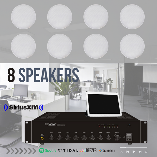 Commercial Background Audio Package | 8 x In-Ceiling Speaker & 60W Mixer Amplifier