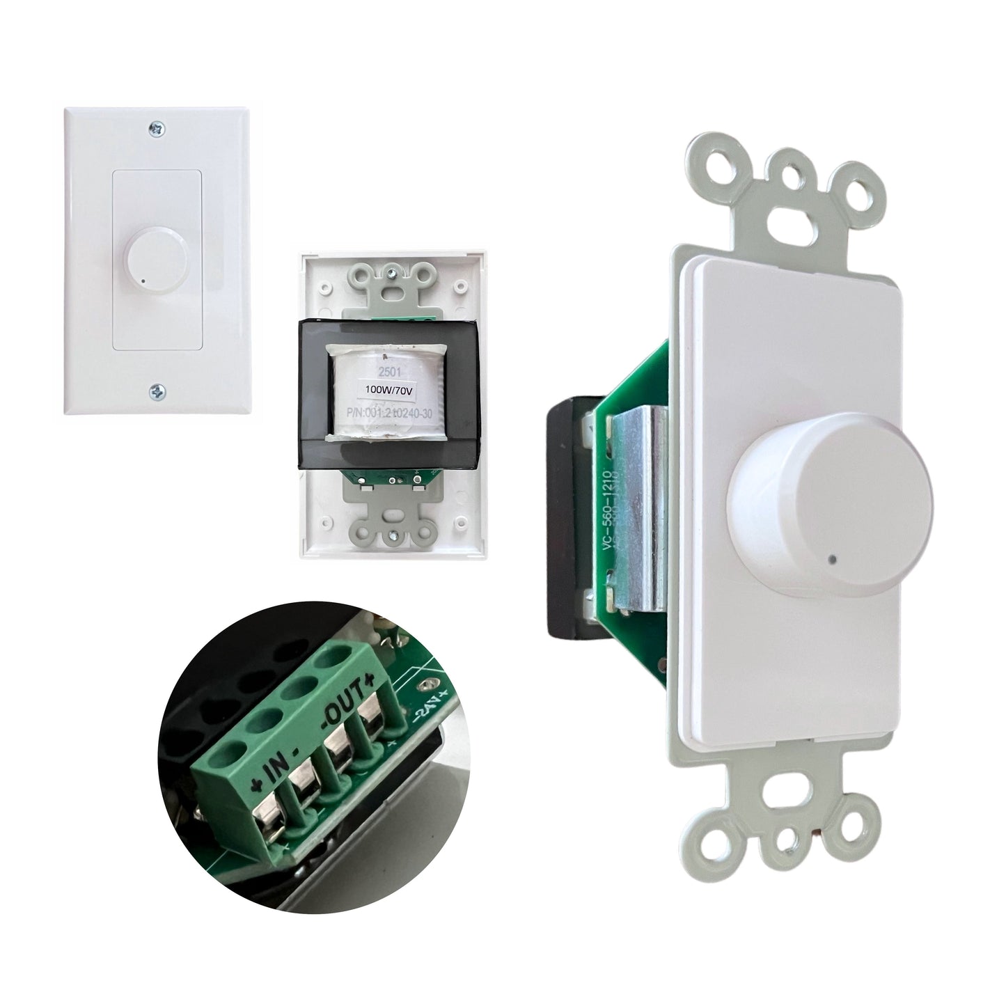 100V Wall Mount Volume Control – 100W | Commercial 70V/100V Line Audio Controller