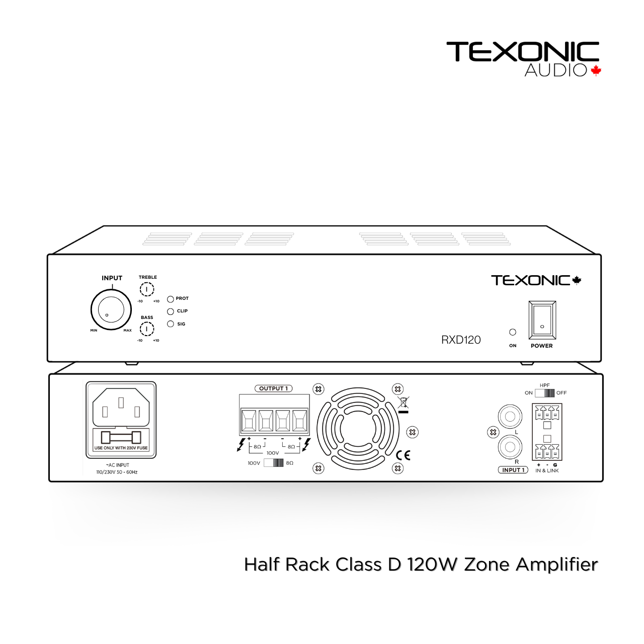 TEXONIC RXD120 120W 100V Commercial Class D Amplifier