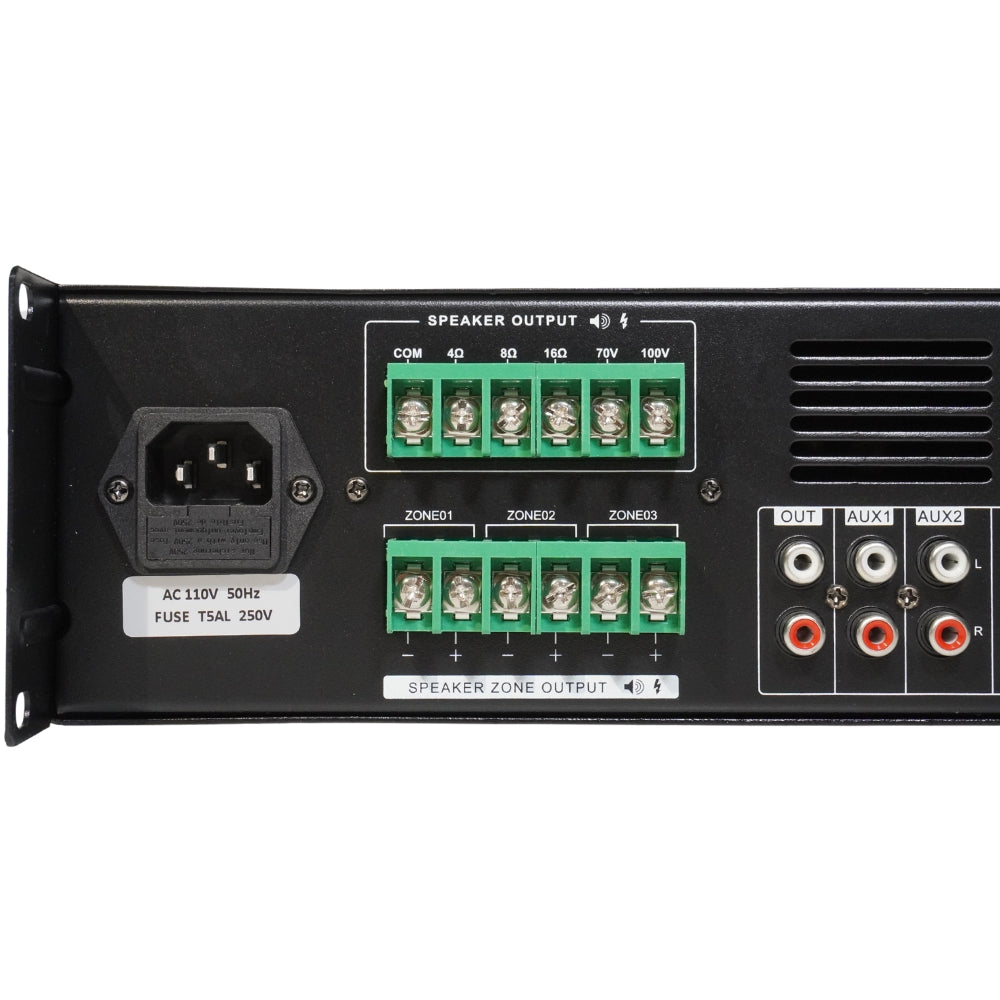 TEXONIC Commercial 70V 120W Mixer Power Zone Amplifier