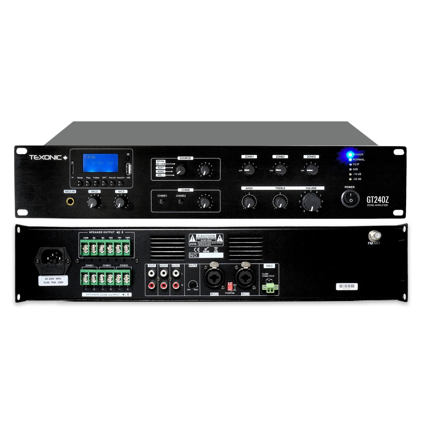 TEXONIC Commercial 70V 240W Mixer Power Amplifier | Canada