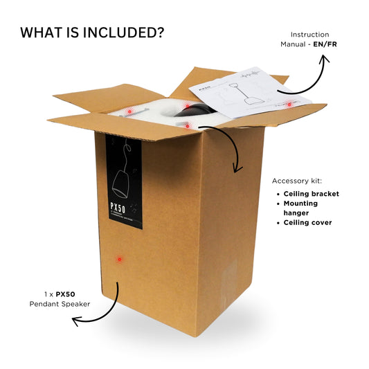 TEXONIC Black 5" 2-Way Pendant Speaker – Commercial Ceiling Hanging Speaker for Background Music & Paging