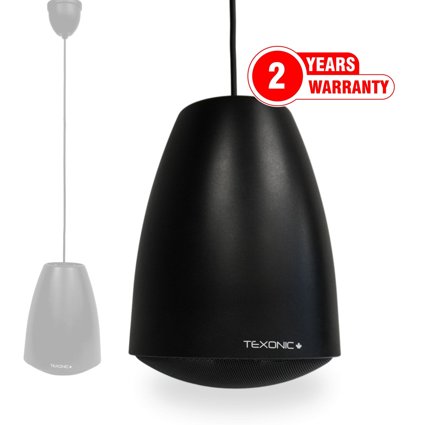 TEXONIC Black 5" 2-Way Pendant Speaker – Commercial Ceiling Hanging Speaker for Background Music & Paging