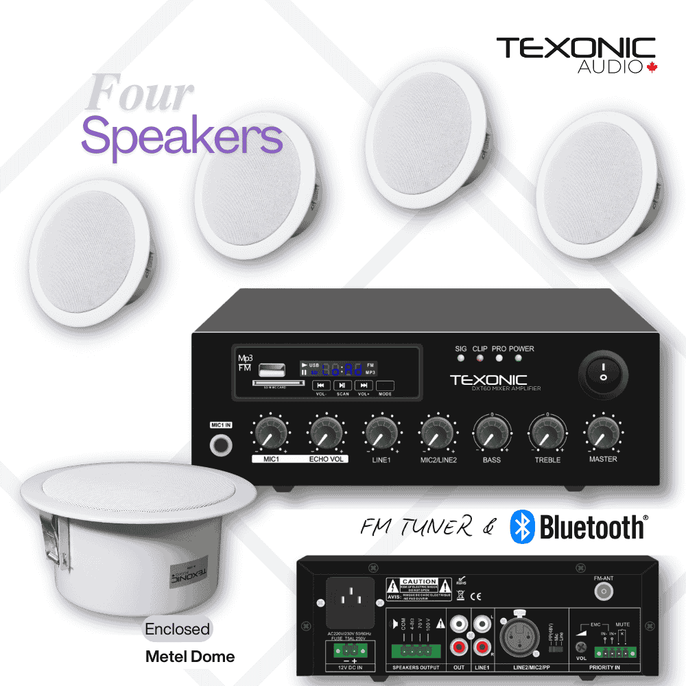 Commercial audio package for restaurants/bars with Bluetooth