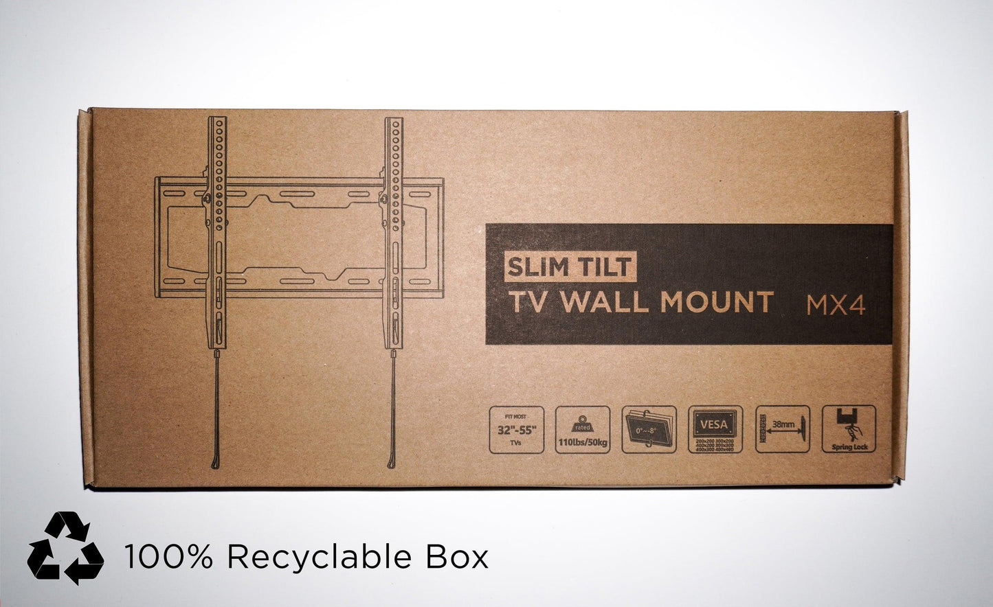 Ultra-Slim Tilt TV Wall Bracket for 32-55" - Modern & Minimalist - TEXONIC AV Inc
