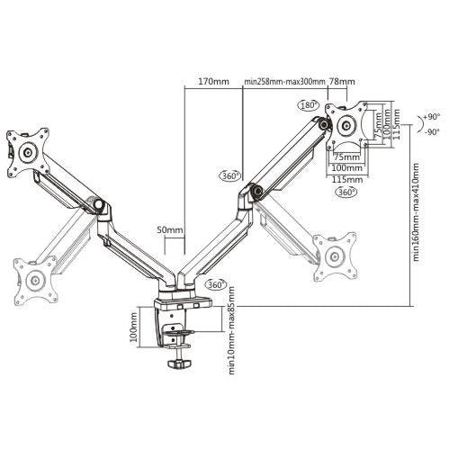 Dual Mechanical Spring Monitor Arm for 17"-32" Screens - TEXONIC AV Inc