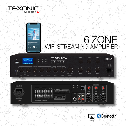 TEXONIC BX35N 350W Wi-Fi 6-Zone Commercial Audio Amplifier