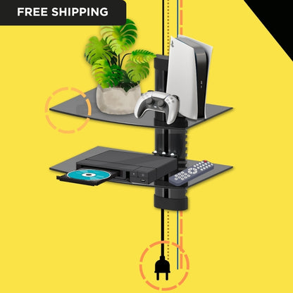 TEXONIC 2 tier AV Wall Mount Shelving System - Free Shipping Canada Wide | include Cable Management