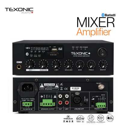 TEXONIC DXT60 Commercial Sound System with 4 PZ50 Pendant Speakers