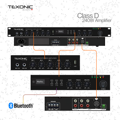 TEXONIC EX240D Gym Sound System with 6 CS75 Wall Speakers