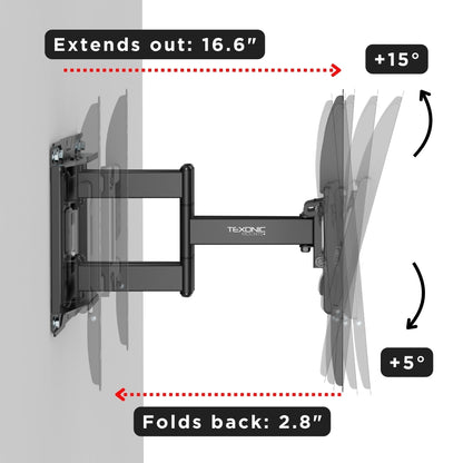 Full-Motion TV Wall Mount for 37”–90” | Heavy-Duty Swivel Bracket for Flat & Curved TVs - up to 75kg (165lbs)