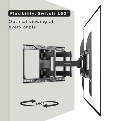 Television wall mount with swivel feature on a white background