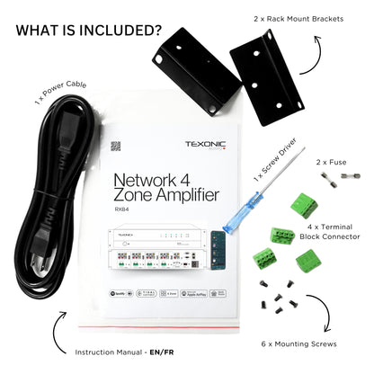TEXONIC RX84 | 4 Zone Network Streaming Amplifier – Multi-Room Audio for Home & Business