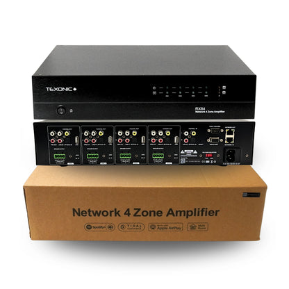 TEXONIC RX84 | 4 Zone Network Streaming Amplifier – Multi-Room Audio for Home & Business
