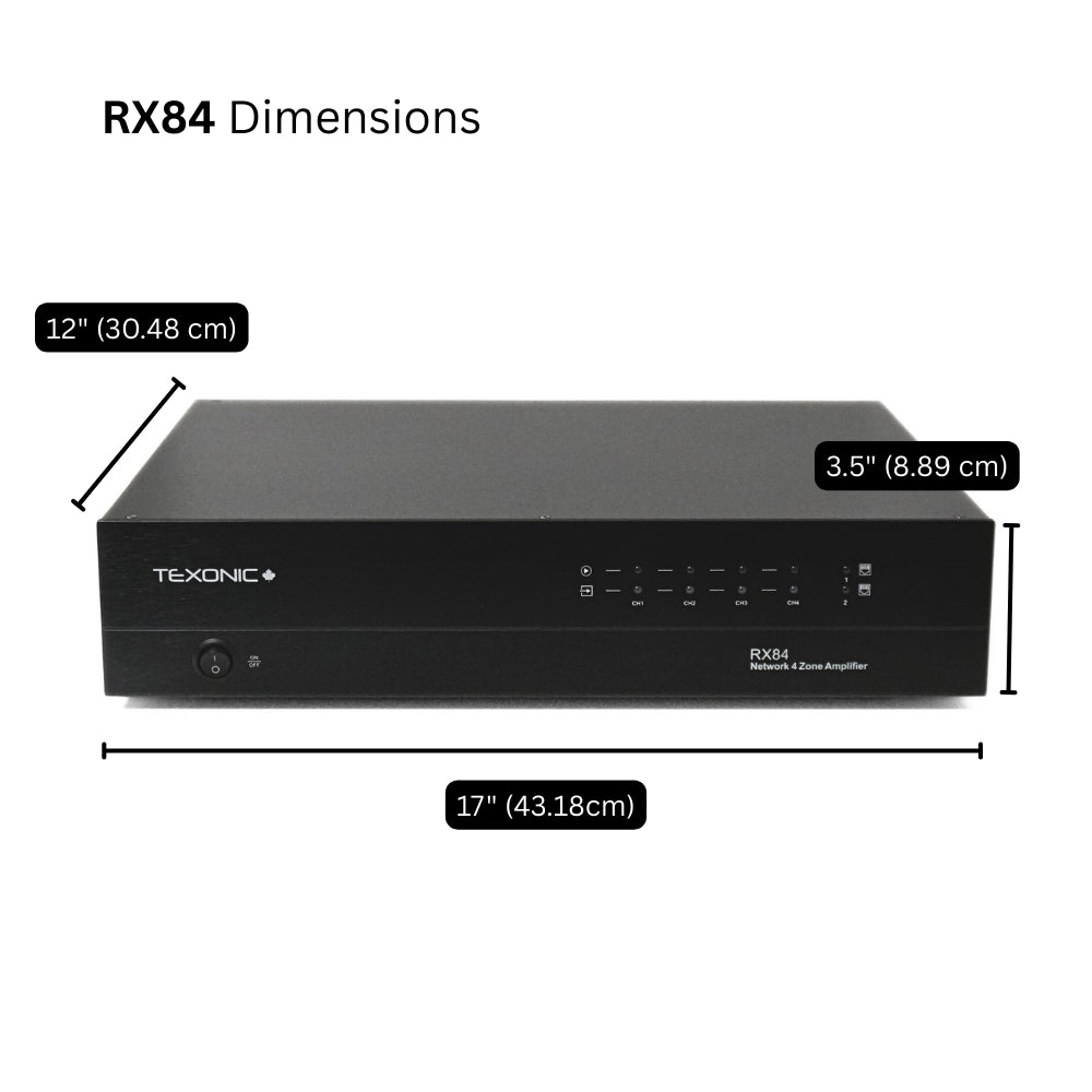 TEXONIC RX84 | 4 Zone Network Streaming Amplifier – Multi-Room Audio for Home & Business