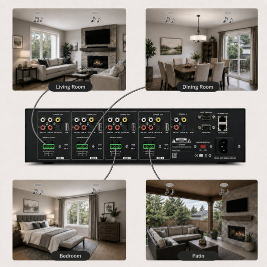 TEXONIC RX84 8-Channel 4-Zone Network Streaming Amplifier