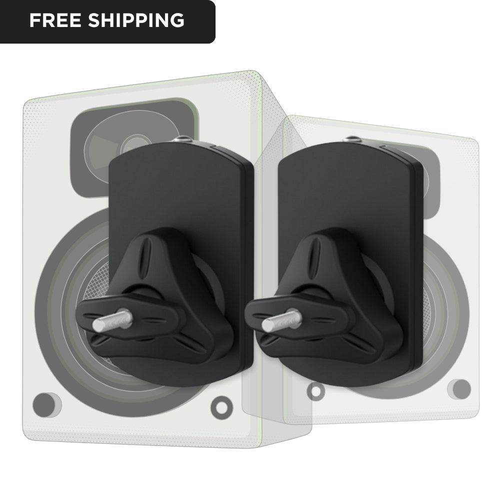 Adjustable Bookshelf Speaker Wall Mounts - Flexible Tilt & Swivel Design - TEXONIC AV Inc