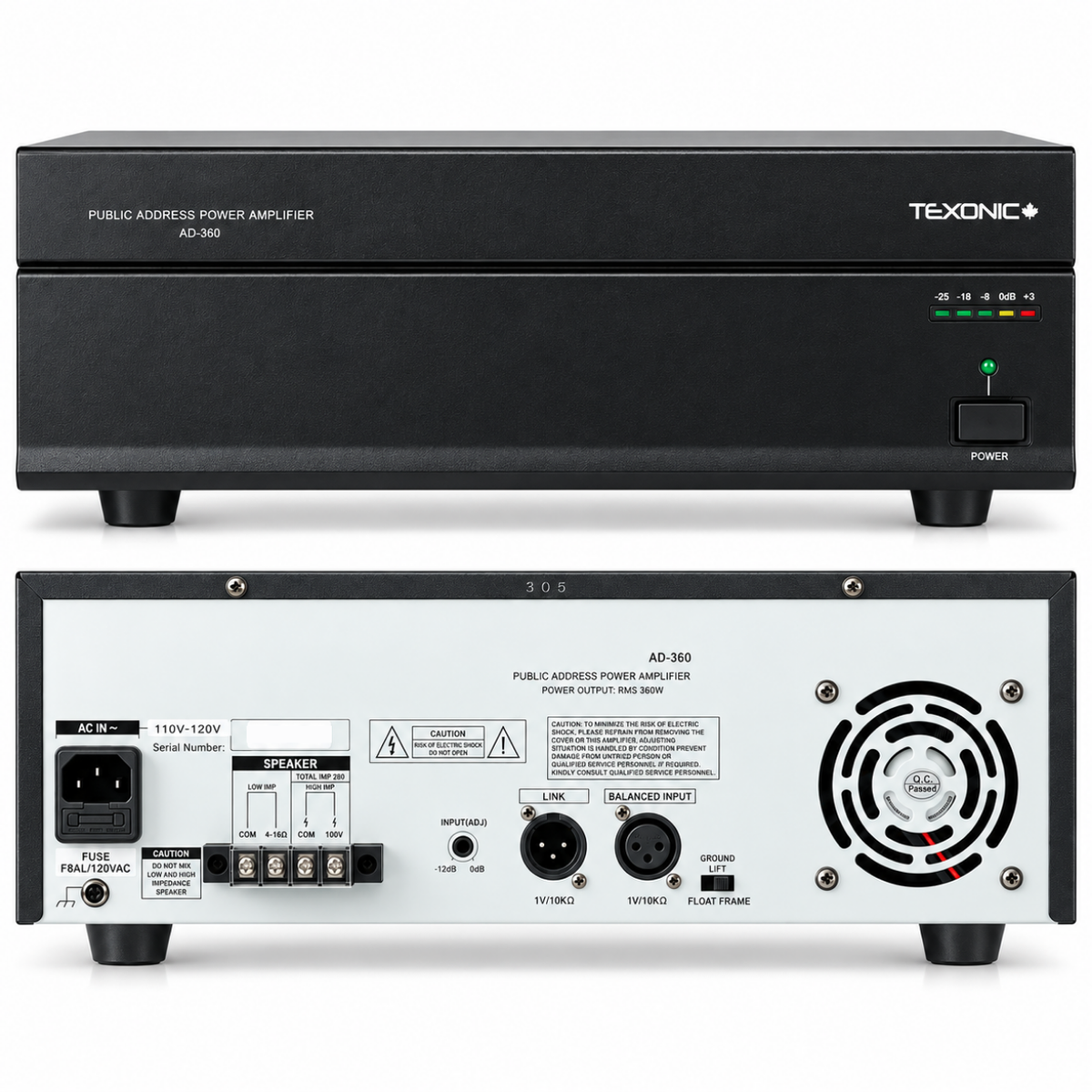 TEXONIC AD-360 360W 100V Commercial Power Amplifier