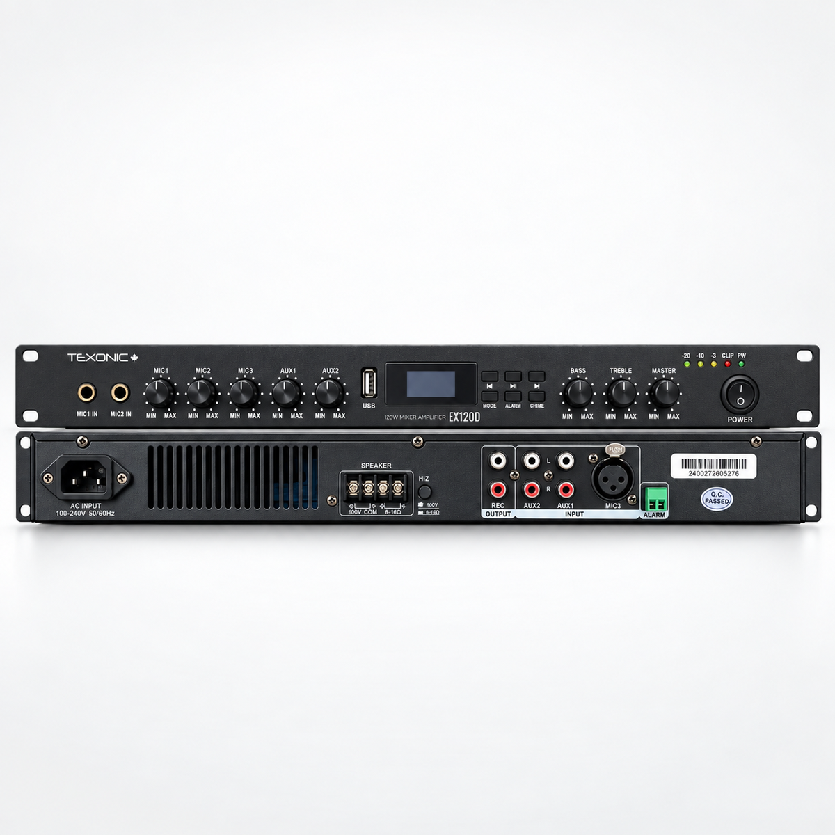 Système audio commercial Bluetooth TEXONIC EX120D 120W avec 12 haut-parleurs de plafond AF206T
