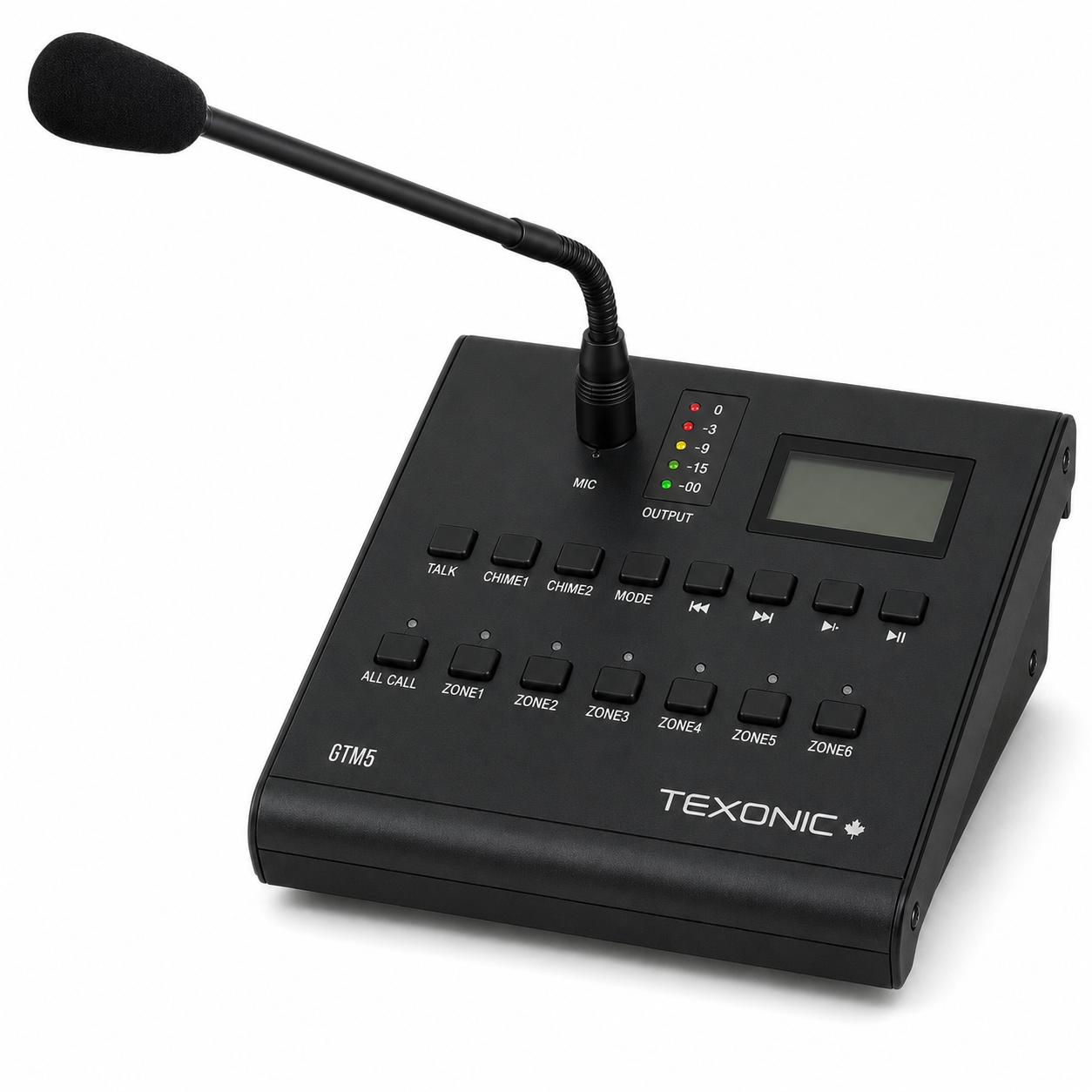 TEXONIC GTM5 6-Zone Paging Microphone Console