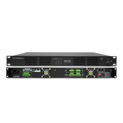 TEXONIC MC-2120 Digital Class-D Power Amplifier – 120W x 2, 70V/8Ω, High-Efficiency Dual-Channel Amplifier for Commercial Audio & Public Address Systems