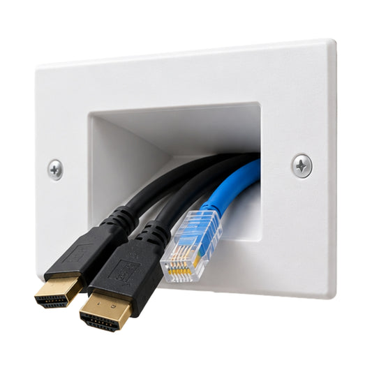 TEXONIC Recessed Cable Pass-Through Wall Plate – White | 5 Pack