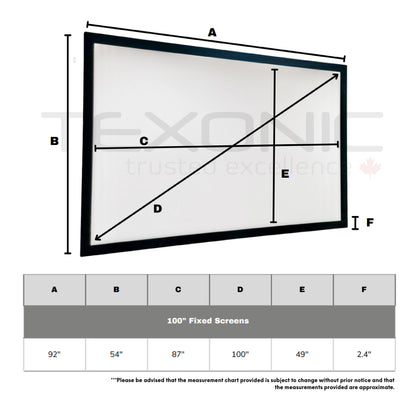 100" Fixed Frame Projector Screen - Velvet Frame, 4K HD, Wide Angle