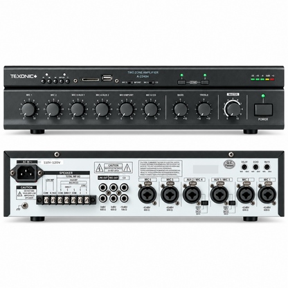 TEXONIC A-2240H 240W 2-zone commercial mixer amplifier front panel