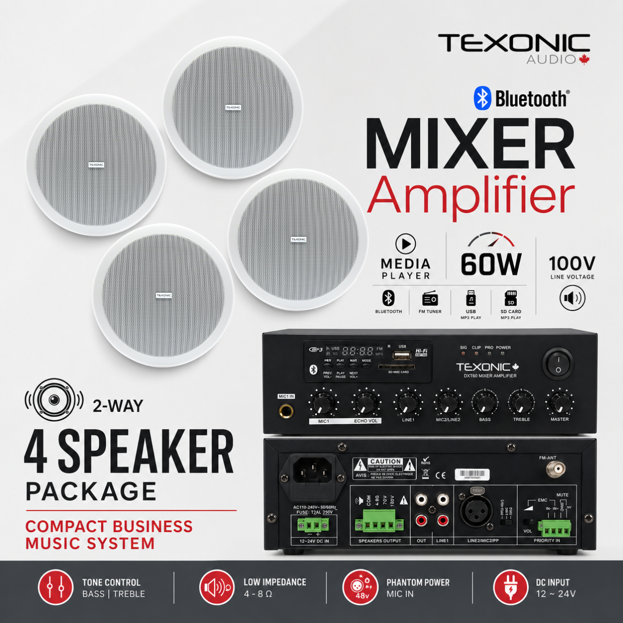 Compact Business Music System Bluetooth Amplifier