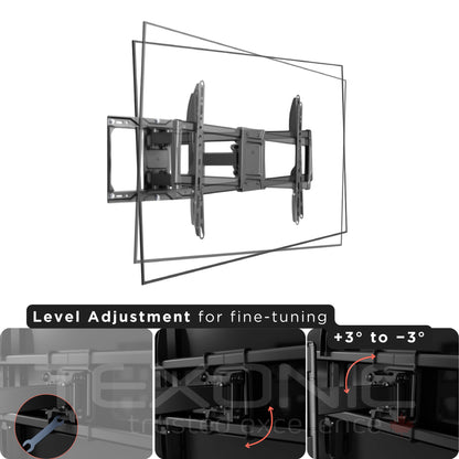 TV wall mount with level adjustment feature on a white background