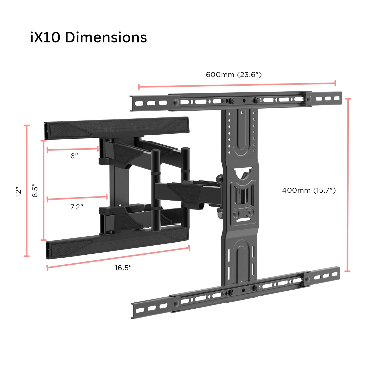 Full Motion TV Wall Mount: Slim Profile, Supports 37” to 75” TVs, Holds up to 100 lbs