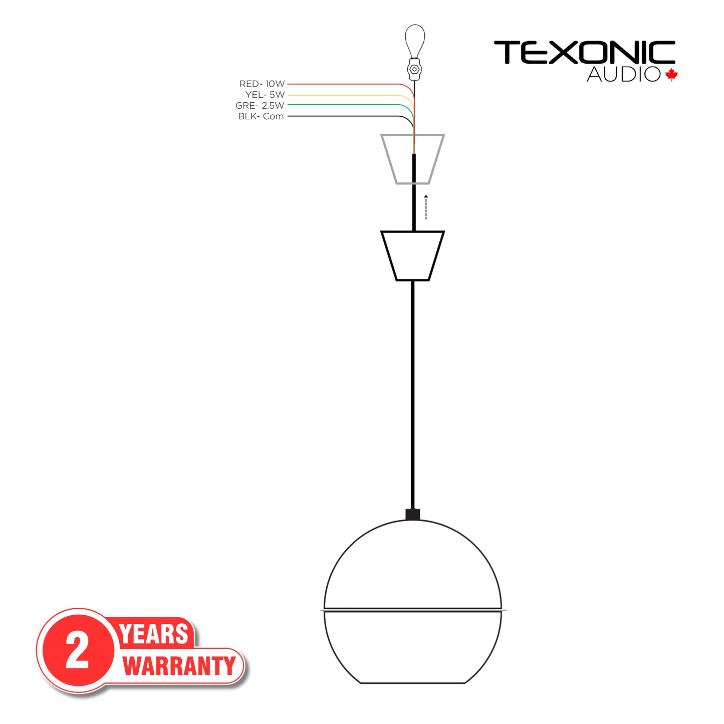 TEXONIC PZ50 5-inch 70V Pendant Speaker – Black or White
