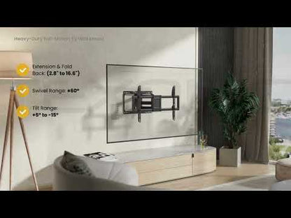 Full-Motion TV Wall Mount for 37”–90” | Heavy-Duty Swivel Bracket for Flat & Curved TVs - up to 75kg (165lbs)