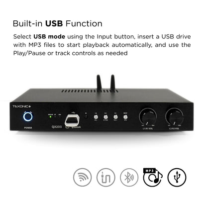 QX200 Dual Zone Network Streaming Amplifier – 4 Channel Wi-Fi & Bluetooth Multi-Room Audio Amplifier 4×60W