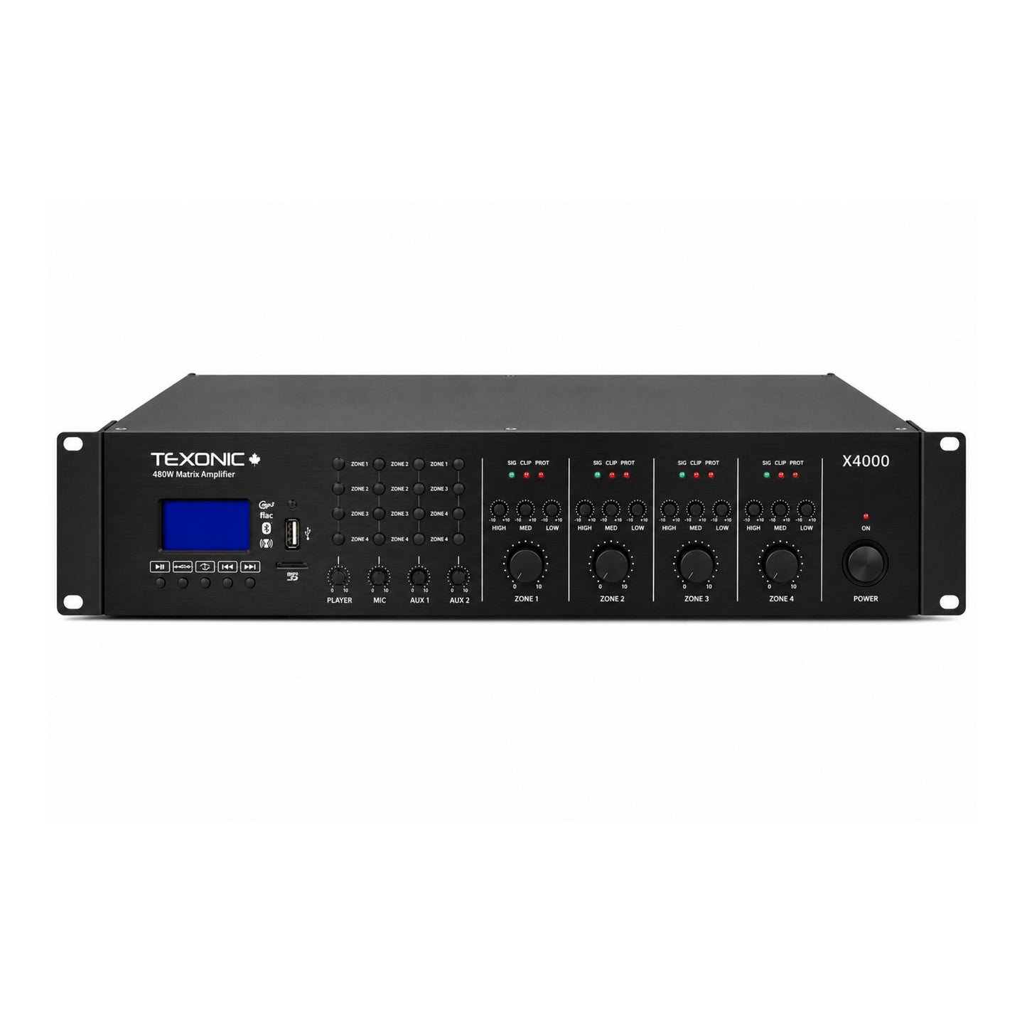 TEXONIC X4000 4-Zone 70V Matrix Amplifier