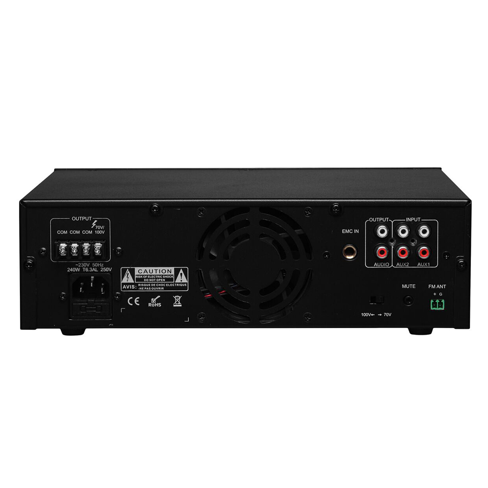 Amplificateur TEXONIC 120W 70V avec Bluetooth intégré, tuner FM et MP3