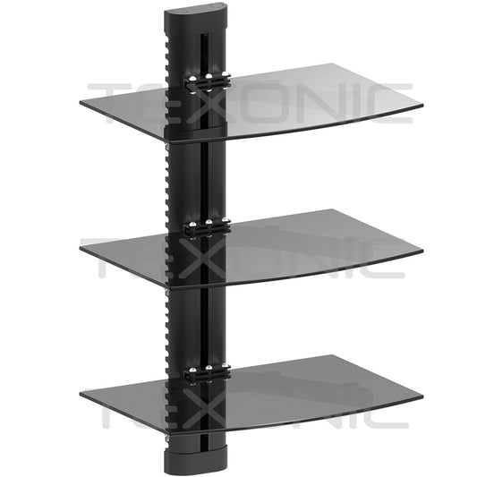 Electronic A V Component Glass  Wall Mount | 3 Tier