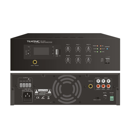 TEXONIC 120W 70V Amplifier with built in Bluetooth, FM Tuner & MP3