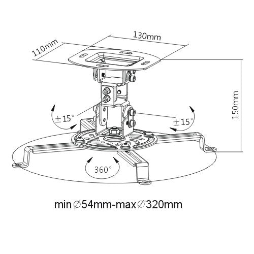 Low profile Ceiling Projector Mount | Holds up to 30lbs