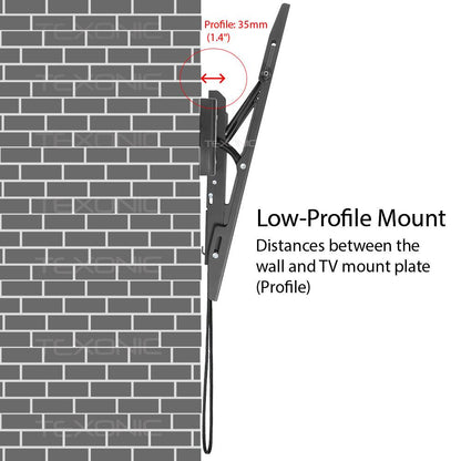 37"-70" Curved & Flat Panel TV Tilt Wall Mount - Heavy-Gauge Steel Construction - TEXONIC AV Inc