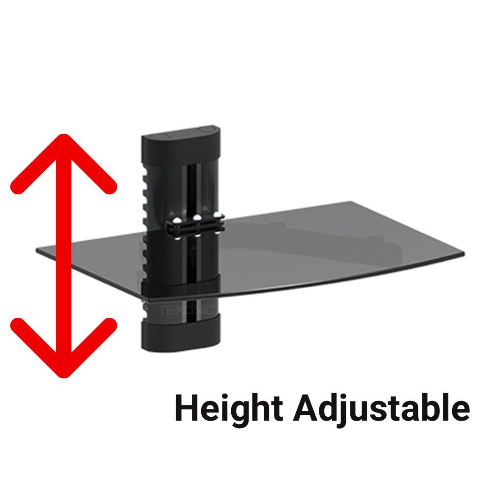 Wall Mount AV Component Shelf - Sleek Tempered Glass - TEXONIC AV Inc