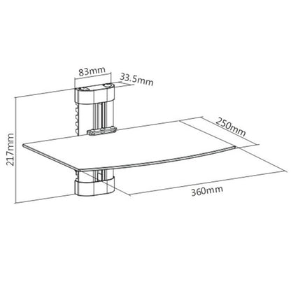 Wall Mount AV Component Shelf - Sleek Tempered Glass - TEXONIC AV Inc